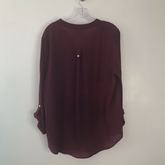 Fervour Modcloth Burgundy Portofino Shirt L - Picture 3 of 6